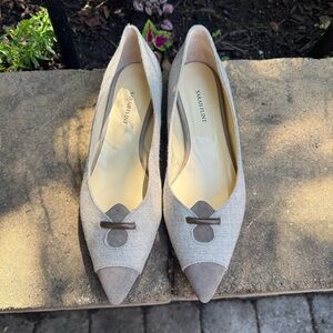 Sarah Flint Beige and Taupe Women's Ballet Flat Suede Accents Size 39.5 Shoes